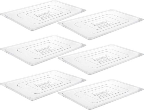 CURTA 6 Pack Food Pan Lids, Full Size NSF Polycarbonate Cover with Handle, Plastic Clear - Lot 499
