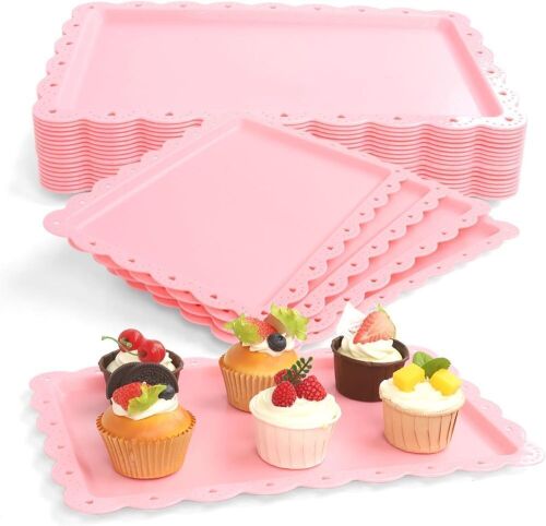 Pink Plastic Serving Trays with Scalloped Edge, 24pc - Lot 515
