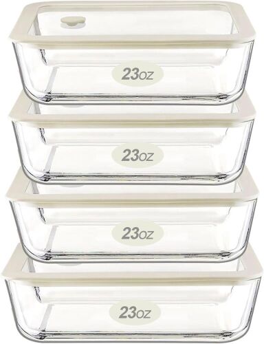 Urban Green Glass Food Container Set with Glass & Silicone Lid, 4 Pack - Lot 519