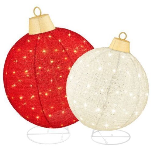2pc Lighted Pop-Up Christmas Ornaments Decoration w/ 180 LED Lights, Stand - Lot 585