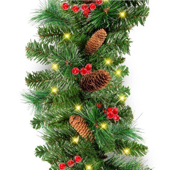 9Ft Pre-Lit Christmas Garland W/ 2-In-1 Led Lights - Image 1 - Lot 594