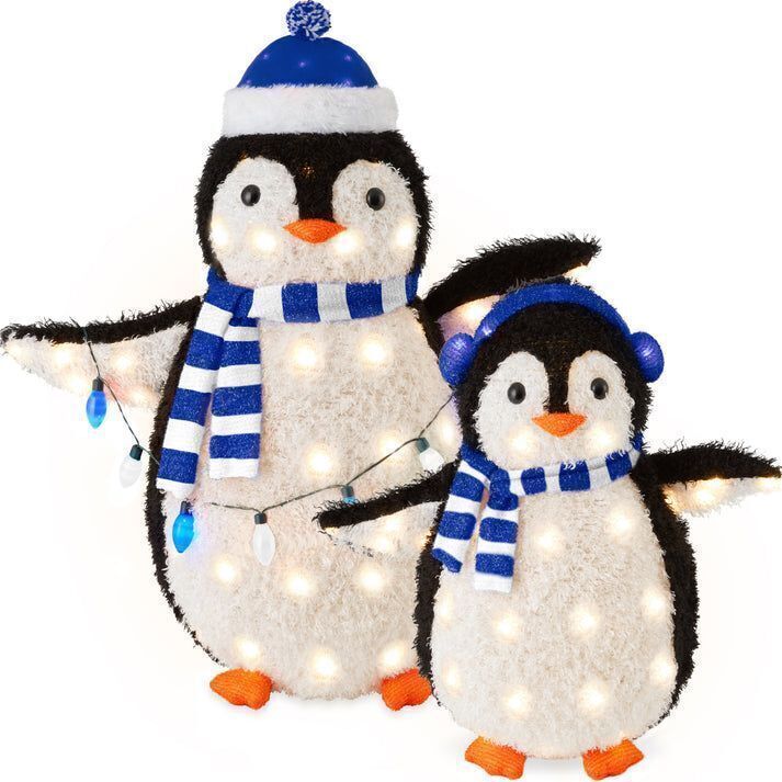 2pc Lighted Pop-Up Penguin Family Christmas Decoration w/ 150 Lights - 3ft - Image 1 - Lot 610