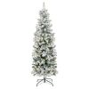6' Pre-Lit Snow Flocked Artificial Pencil Christmas Tree - Thumbnail 1