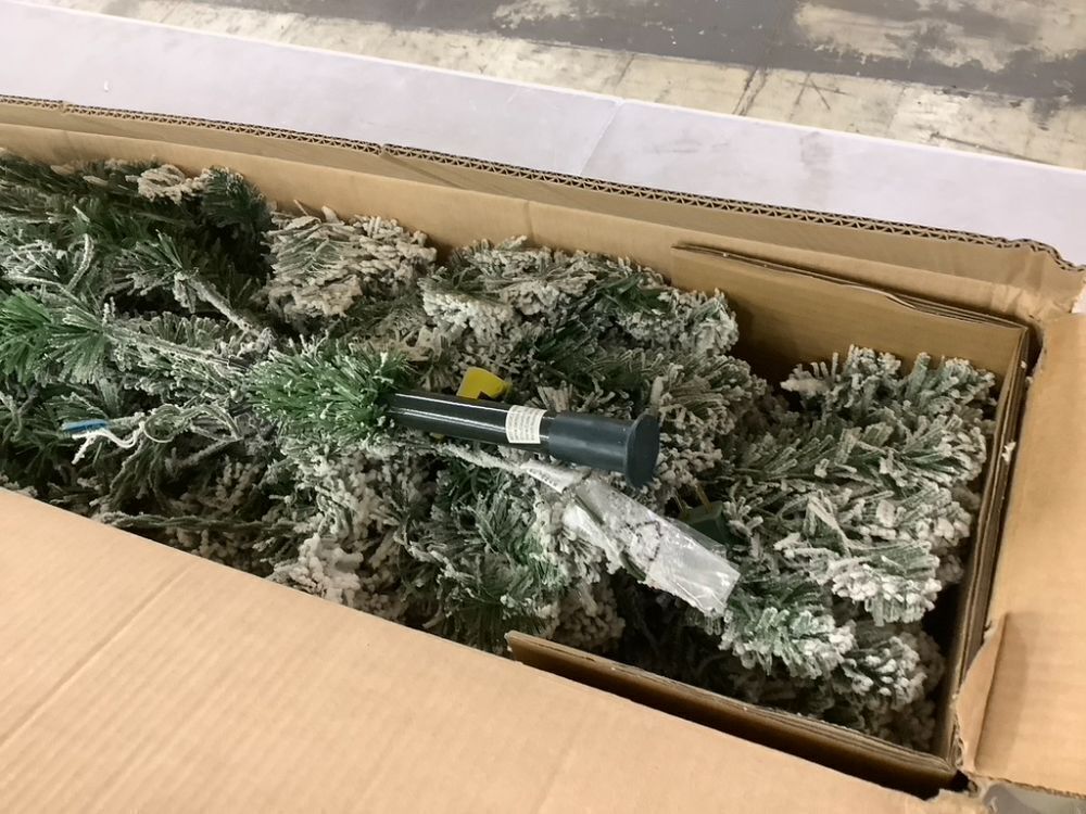 6' Pre-Lit Snow Flocked Artificial Pencil Christmas Tree - Image 3 - Lot 684