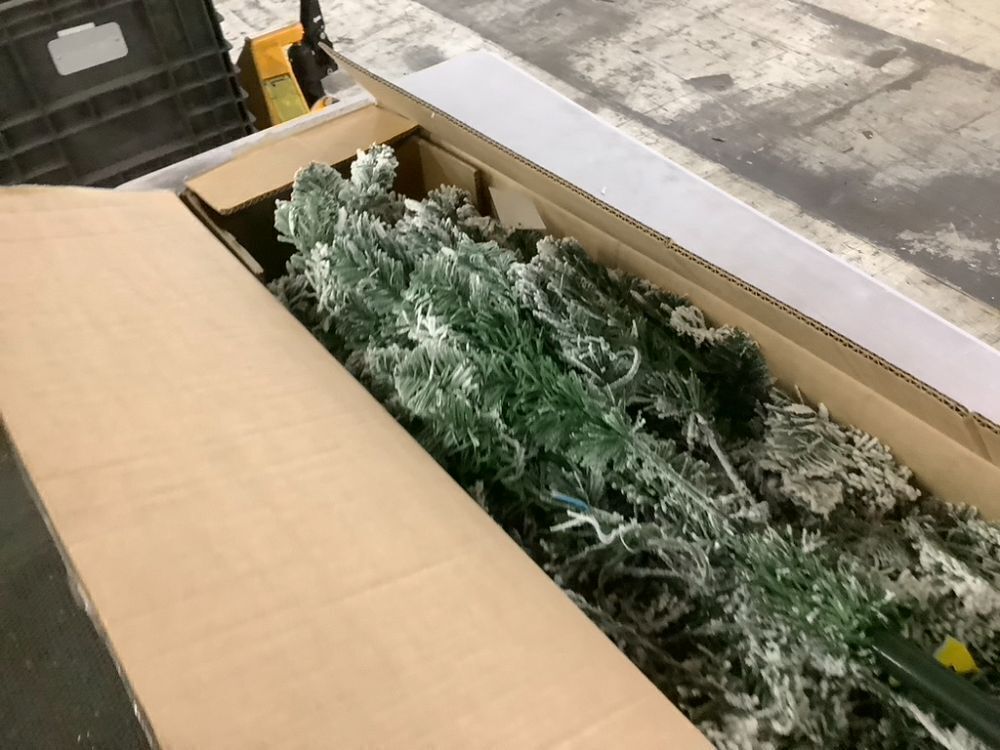 6' Pre-Lit Snow Flocked Artificial Pencil Christmas Tree - Image 4 - Lot 684