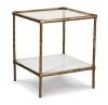 Ryandale 21 in. Antique Brass Square Glass End Table with Marble Shelf - Thumbnail 1