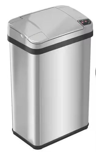 iTouchless 4 Gal. Stainless Steel Rectangular Metal Household Trash Can with Trash Sticker, Sensor Lid, Odor Filter, and Fragrance - Lot 720JF
