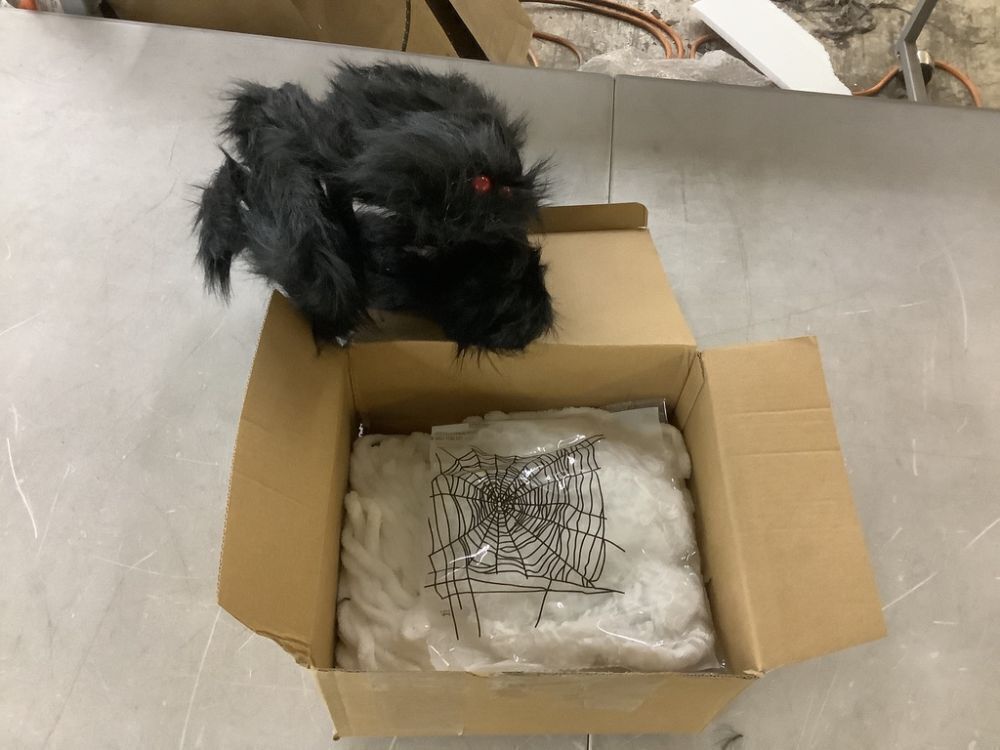 59 in. Halloween Giant Spider with 200 in. Triangular Spider Web - Image 2 - Lot 723