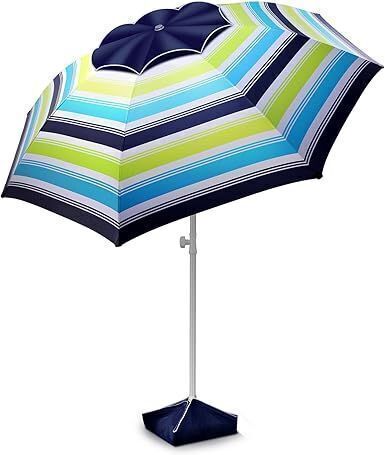 8FT Large Beach Umbrella with Level 7 Wind Resistance, Sand Anchor - Lot 790