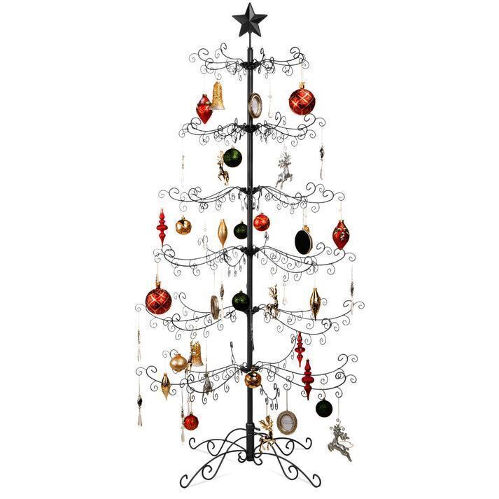 Wrought Iron Christmas Tree Ornament Display w/ Easy Assembly, Stand - 6ft - Image 1 - Lot 795