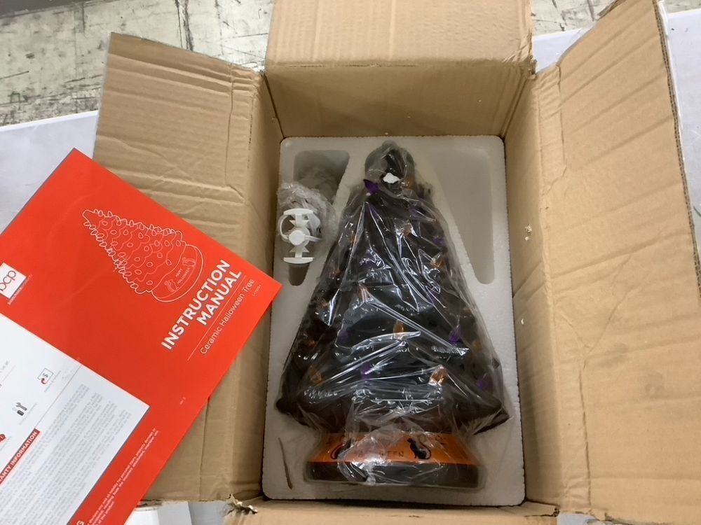 Ceramic Halloween Tabletop Tree w/ Orange & Purple Bulb Lights - 15in - Image 5 - Lot 799