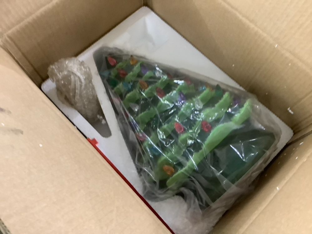 Ceramic Halloween Tabletop Tree w/ Orange & Purple Bulb Lights - 15in - Image 2 - Lot 800