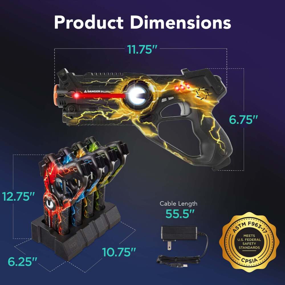 Set of 4 Rechargeable Laser Tag Blasters w/ Docking Station, No Vests Needed - Image 2 - Lot 8934