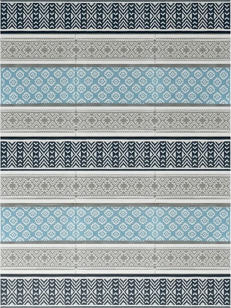 BalajeesUSA Outdoor Plastic Patio Rugs – 9ft x 12ft, Grey, Teal Durable and Affordable Multipurpose Woven Plastic Straw All-Weather and Waterproof Rug Reversible Camper Mats Large RV Mats Outdoor - Image 1 - Lot 8953
