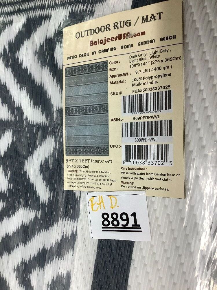 BalajeesUSA Outdoor Plastic Patio Rugs – 9ft x 12ft, Grey, Teal Durable and Affordable Multipurpose Woven Plastic Straw All-Weather and Waterproof Rug Reversible Camper Mats Large RV Mats Outdoor - Image 3 - Lot 8953