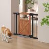 Barn Door Dog Gate, Anti-Kick Pet Gate with Walk Through Door, Modern Farmhouse Puppy Gate, Pressure Mounted Safety Dog Gate for Doorways Stairs House Kitchen - Thumbnail 1