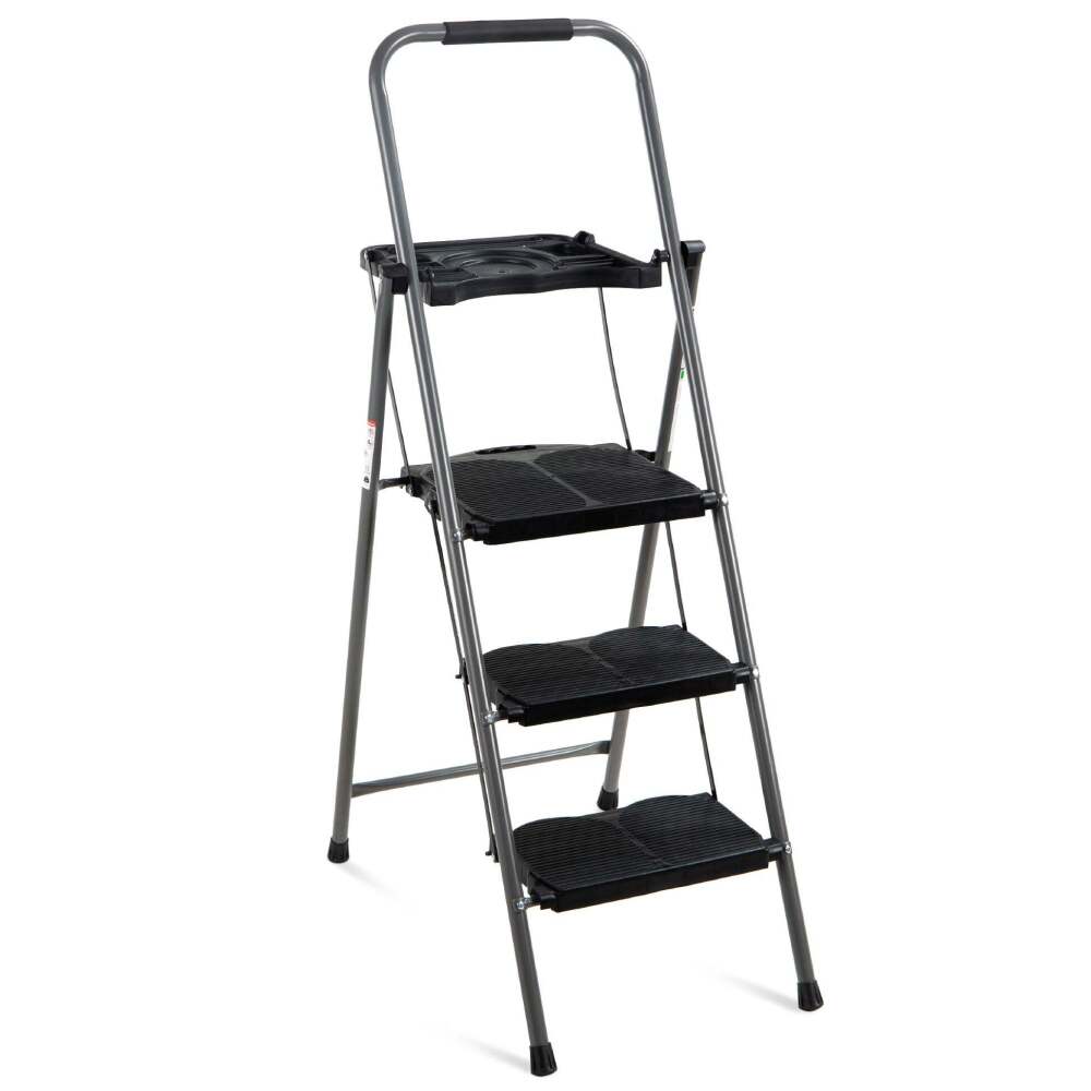 3-Step Folding Steel Ladder w/ Utility Tray, Hand Grip, 330lb Capacity - Image 1 - Lot 9686