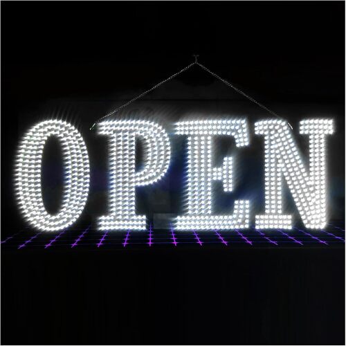 Super Large LED Open Signs for Business with Remote Controlled, 10 Levels Brightness Adjustable Unique Design Super Bright with Chain, High Visibility for Store Bar Retail Shops Salon Office - Lot 9713