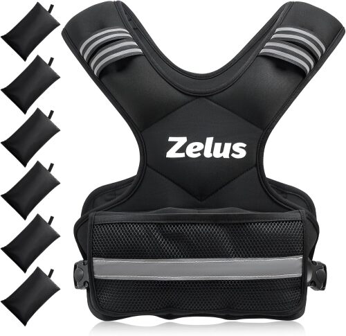 ZELUS Weighted Vest for Men and Women | 11-20lb Vest with 6 Ironsand Weights for Home Workouts | Adjustable Body Weight Vest Exercise Set for Cardio and Strength Training - Lot 9723
