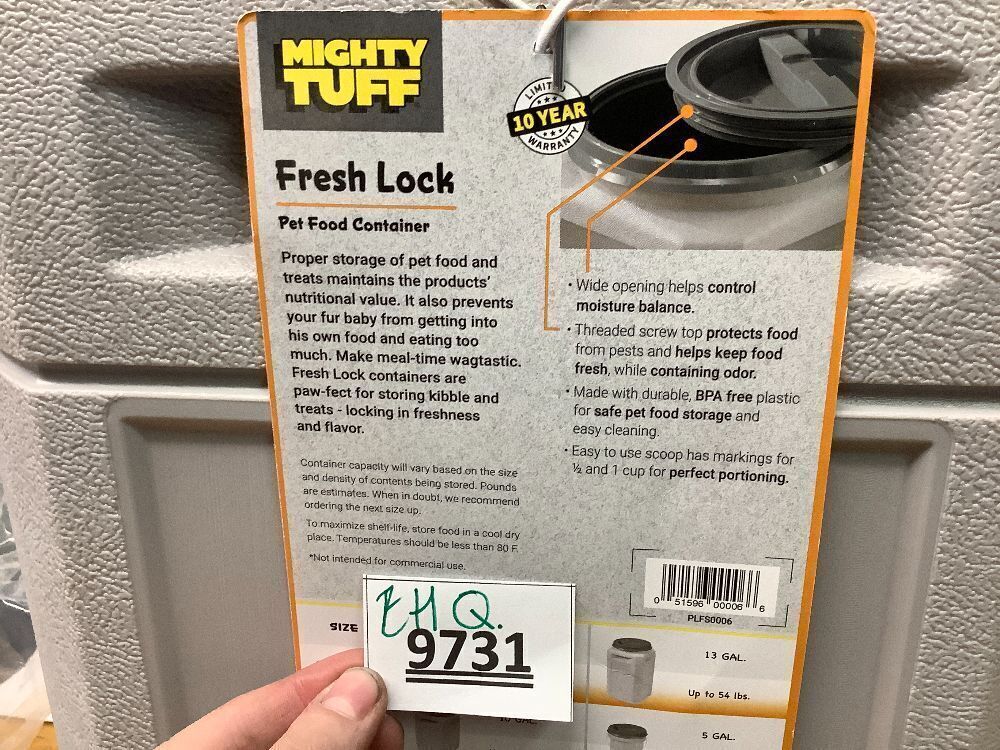 Mighty Tuff Airtight Dog Food Storage Container – 13 Gal, up to 54 lb Capacity – Cat and Dog Food Container with Twist Lid & Handles - Image 3 - Lot 9731