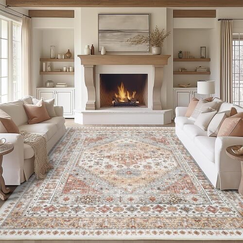 zesthome 9x12 Area Rugs,Stain Resistant Washable Rug,Ultra-Thin Rugs for Living Room, Bedroom, Non-Slip Backing Home Decor Large Area Rug - Lot 9733