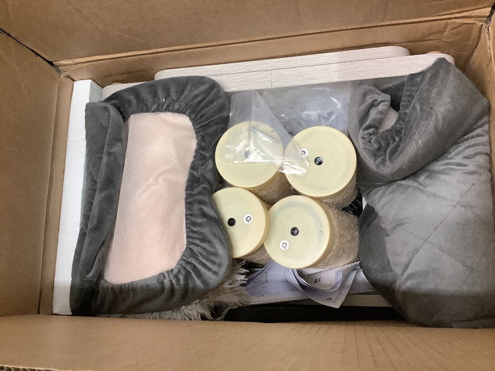 Catry Kasio 6 Level 54" High Modern Cat Tree with Laminated Wood Condo,Replaceable Scratching Posts,Removeable Washable Beds, Self Grooming Brush and Toys.(Light Gray) - Image 2 - Lot 9741