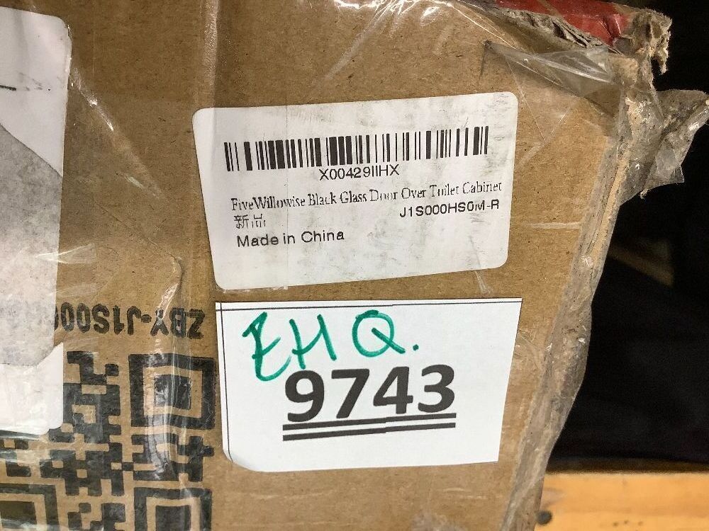 Over The Toilet Storage Cabinet with Tempered Glass Doors & Adjustable Shelf, Bathroom Organizer with Metal Stand Space Saver Over Toilet , Tall Freestanding Shelf/Rack for Bathroom, Black - Image 4 - Lot 9743