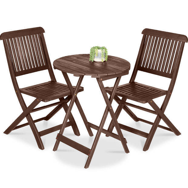 3-Piece Acacia Wood Bistro Set w/ Folding Table, 2 Chairs - Image 1 - Lot 9766