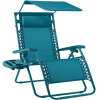 Folding Zero Gravity Recliner Patio Lounge Chair w/ Canopy, Side Tray - Thumbnail 1