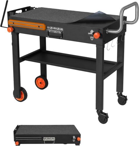 Grill Table For Blackstone Griddle 22 and 17 Inch, Grill Carts Outdoor With Wheels, Used for Weber And Ninja, Foldable Quickly Blackstone Stand Suitable for Travel/Camping And Outdoor Meals - Lot 9835