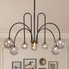 8 Lights Modern Sputnik Chandelier Large Luxury L41” Black Mid Century Smoke Glass Globe Ceiling Pendant Lighting Contemporary for Foyer Staircase Living Dining Room Kitchen - Thumbnail 1
