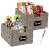 Set of 2 Water Hyacinth Pantry Baskets w/ Chalkboard, Marker - 16in - Thumbnail 1