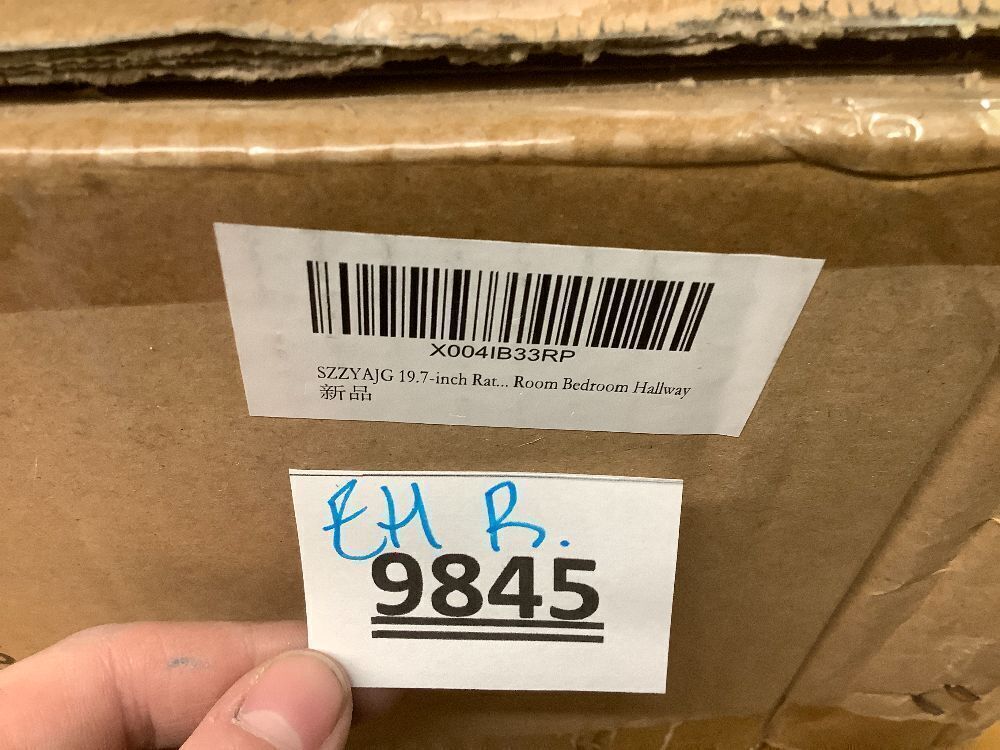 19.7" Boho Rattan Chandelier, 5-Light Dining Room Chandelier, Rustic Chandelier with Fabric Lampshade, Suitable for Farmhouse Dining Room, Living Room, Kitchen Bedroom, Hallway Stairs Hanging - Image 4 - Lot 9845