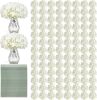 Auihiay 204PCS Hydrangea Artificial Flowers, Silk Artificial Hydrangea Flowers Heads with Stems, Faux White Flowers for Wedding Centerpieces, Arch and Background, Bridal Shower and Home Decor (Ivory) - Thumbnail 1