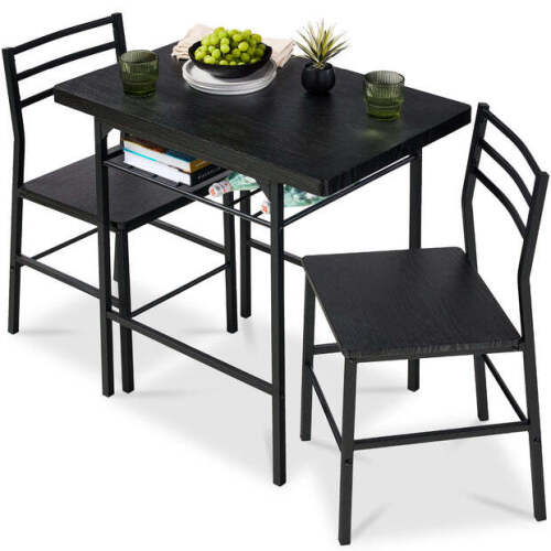 3-Piece Modern Square Dining Set w/ Storage Rack - Lot 9843