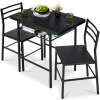 3-Piece Modern Square Dining Set w/ Storage Rack - Thumbnail 1
