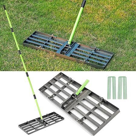 Lawn Leveling Rake 30x10 inch,Stainless Steel Lawn Leveler - Lot 9824