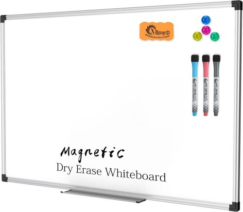 XBoard Magnetic Dry Erase Board/Whiteboard, 36 X 24 Inches, Double Sided White Board,1 Dry Eraser & 3 Dry Erase Markers & 4 Push Pin Magnets - Lot 9879