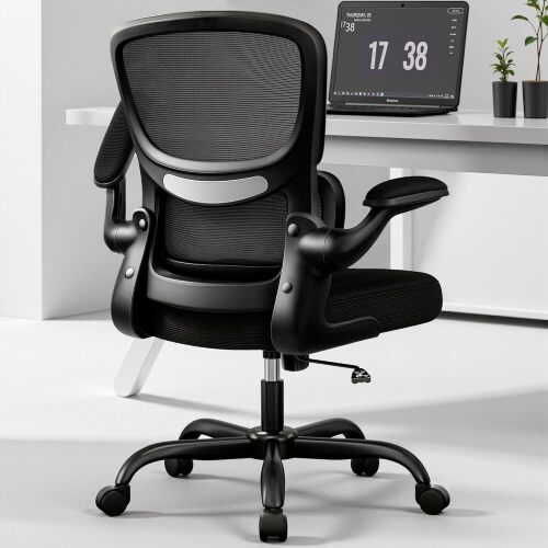 Home Office Desk Chair, Ergonomic Office Chair with Lumbar Support and Adjustable Armrests, Office Chair, Breathable Mesh Mid Back Computer Chair, Modern Comfy Desk Chair - Lot 9884