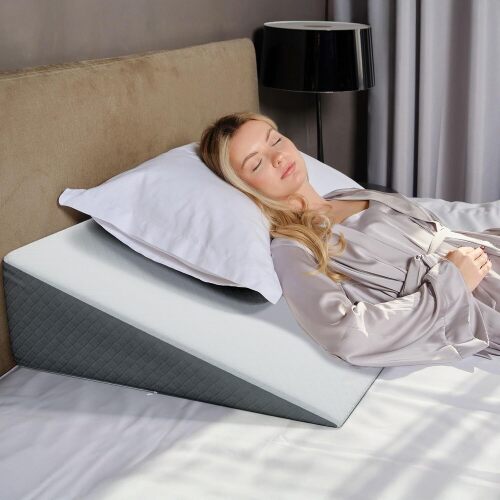 Kolbs Extra Wide Bed Wedge Pillow for Sleep Apnea, Acid Reflux, and Back Pain Relief, with Chic Jacquard Cover - Headboard GERD Pillow Wedges for Sleeping (Extra Wide 7.5" Height) - Lot 9889