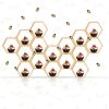 15 Pcs Hexagon Honeycomb Cupcake Stand, Wooden Cupcake Stand with 30 pcs Little Bee Decorations for Baby Shower and Boy/Girl Birthday Party - Thumbnail 1