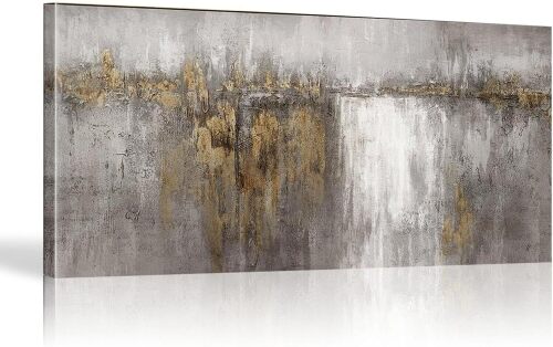 Wall Art Framed Abstract Large Artwork Wall Decor White Background Golden Decoration Golden Years Abstract Modern Canvas Wall Art Painting For Bedroom Living Room Office Home Decor - Lot 9945