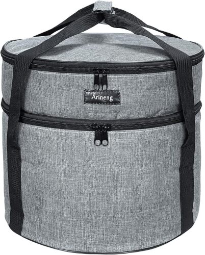 Arineng Round Insulated Pie Carrier & Cooler - Hot & Cold Food Casserole Trays - Lot 9960