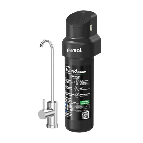 Pureal Hybrid Home PPU-1000D Under Sink Water Filter System with Faucet, 10K Gallons, NSF/ANSI 42&372, Mineral Sediment Carbon Block KDF Polyphosphate Filter for Scale & Lead & Chlorine - Lot 9985