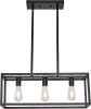 Farmhouse Rectangle Chandeliers for Dining Rooms, Modern Linear Hanging Light Fixture Matte Black 3-Light Industrial Pendant Lighting for Kitchen Island - Thumbnail 1