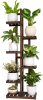Mkono Wood Plant Stand 6 Tier 7 Potted Plant Shelf Indoor Outdoor Tall Multi-tiered Flower Pot Holder Modern Ladder Storage Rack Display Planter for Patio Garden Corner Balcony Living Room, Brown - Thumbnail 1