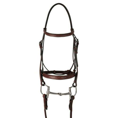 Huntley Equestrian Classic Fancy Stitched Hunter Schooling Bridle with Reins, Medium Pony - Lot 9967