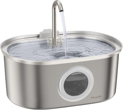 PawsPik SS-01 Stainless Steel Faucet-Design Cat Fountain, 108.2 oz - Lot 9992
