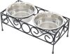 Iconic Pet Elevated Wired Non-Skid Stainless-Steel Double Diner Dog Bowl, Black, Medium: 32-oz - Thumbnail 1