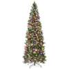 Pre-Lit Partially Flocked Pencil Christmas Tree w/ 2-in-1 Multicolor Lights - Thumbnail 1